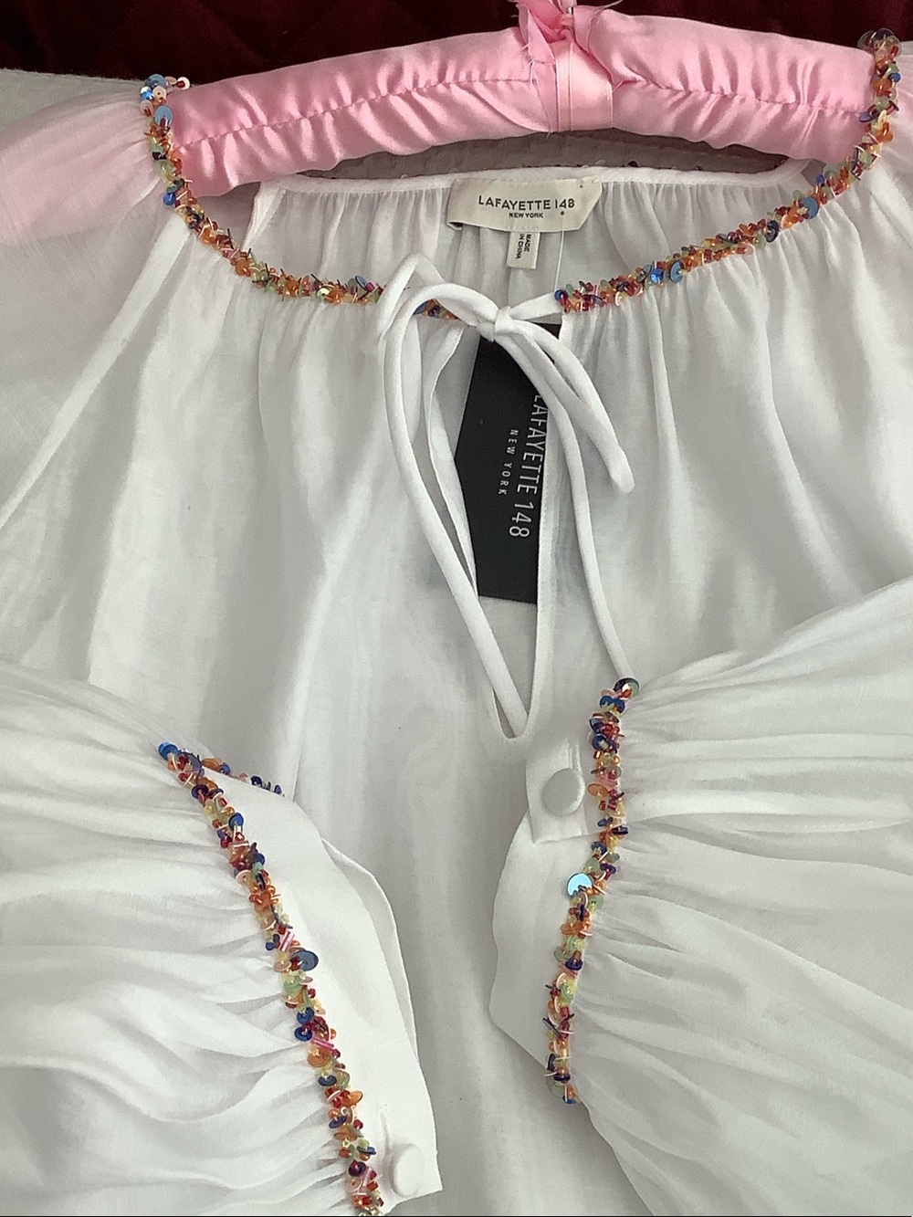 Lafayette 148 New York Hand beaded georgette Blouse